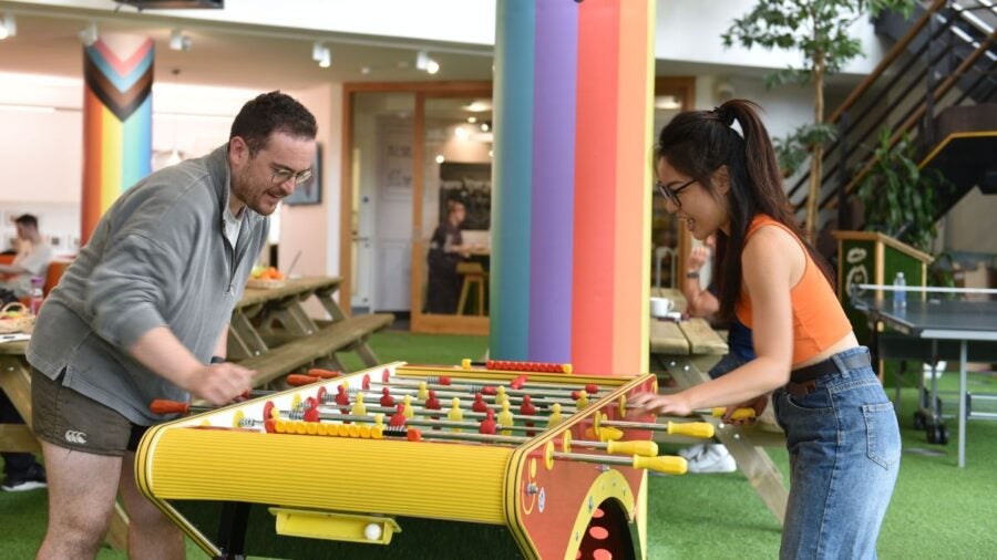 Employees Playing Table Football At Fruit Towers, Innocent Drinks Hq
